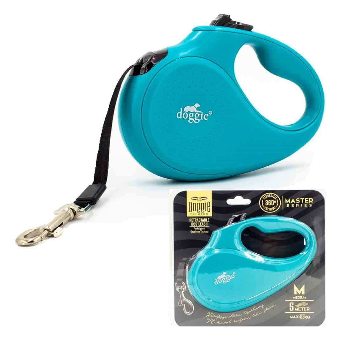 Doggie Master Series Automatic Light Blue Dog Walking Leash M 25kg 5mt