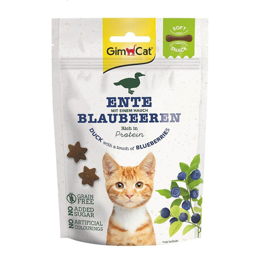 GimCat Tahılsız ve Şekersiz Ördekli ve Yaban Mersinli Yumuşak Kedi Ödülü 60gr