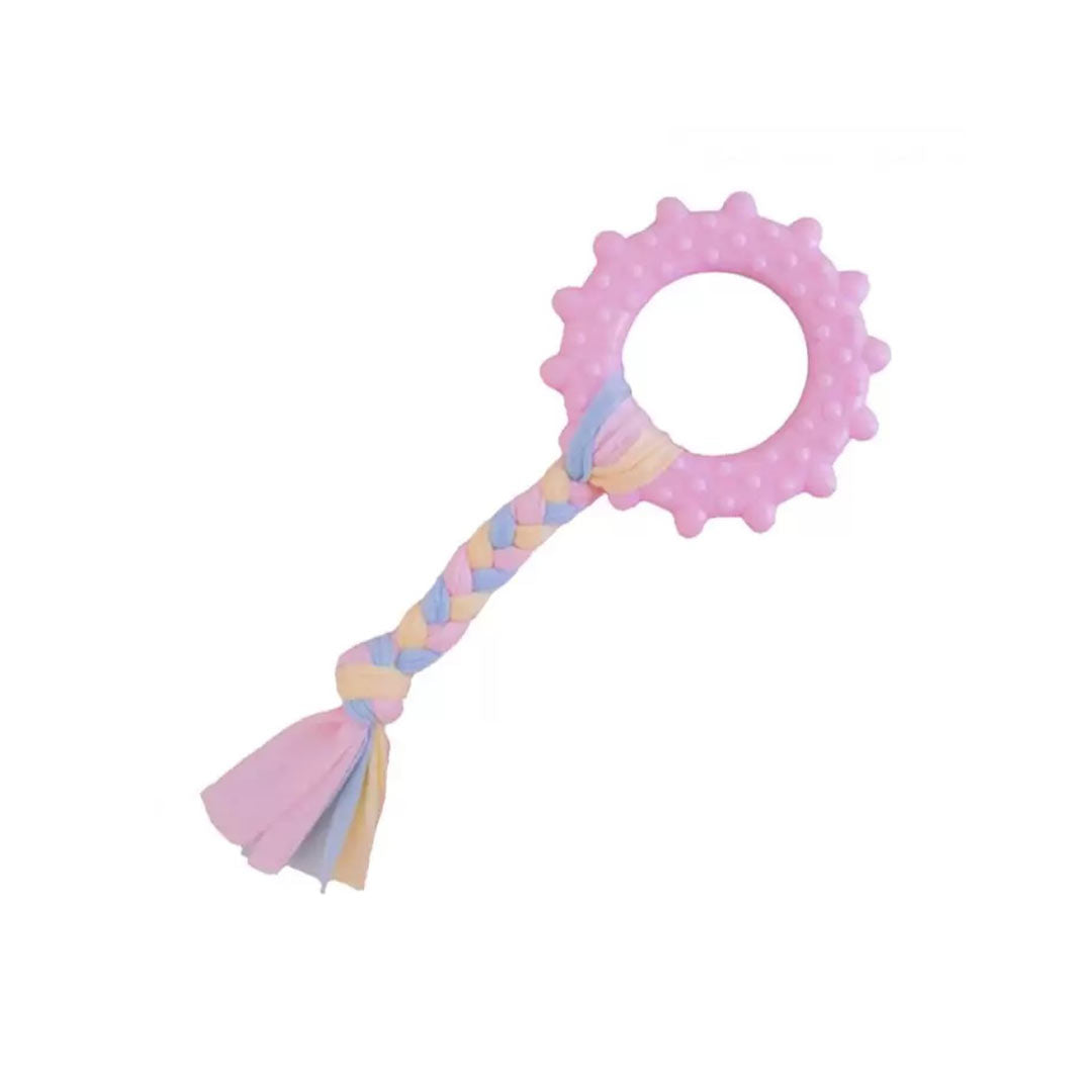 لعبة جرو الكلب ذات العجلة الوردية من يورو دوج مع خيط تنظيف 18 سم