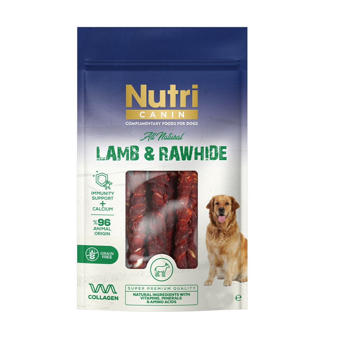 Nutri Canin Wrapped Rawhide & Lamb Medium/Large Breed Dog Bone Treat 120gr