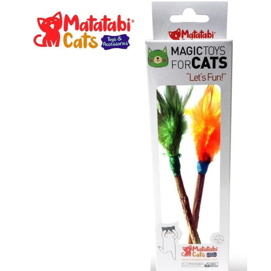 Matatabi Cats Karişik Renkli Tüylü Çubuk Kedi Oyuncağı 18cm (2'li)