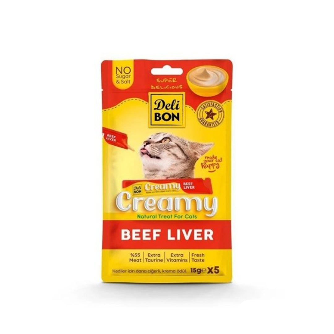 Delibon Creamy Beef Liver Liquid Cat Reward Food 5x15 Gr