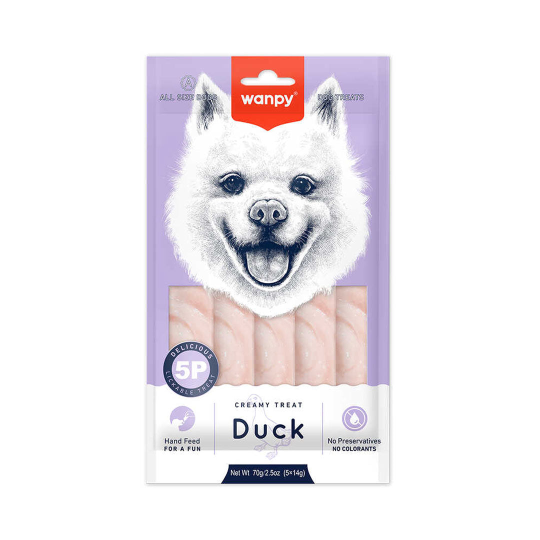 Wanpy Duck Cream Dog Treat 5x14 gr