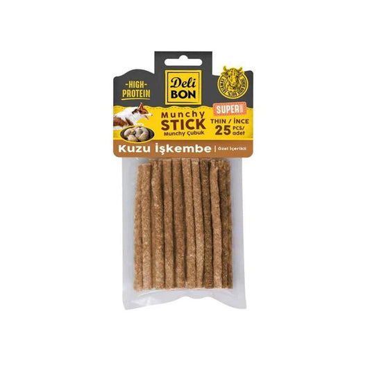 Delibon Super Munchy Lamb Tripe Stick Dog Chewing Bone Thin 25