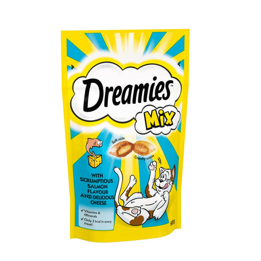 بسكويت Dreamies لمكافأة القطط بنكهة السالمون والجبن 60 جرام