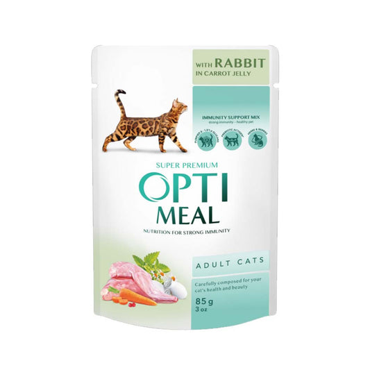 Optimeal Jöleli Havuçlu ve Tavşanlı Yaş Kedi Maması 85gr