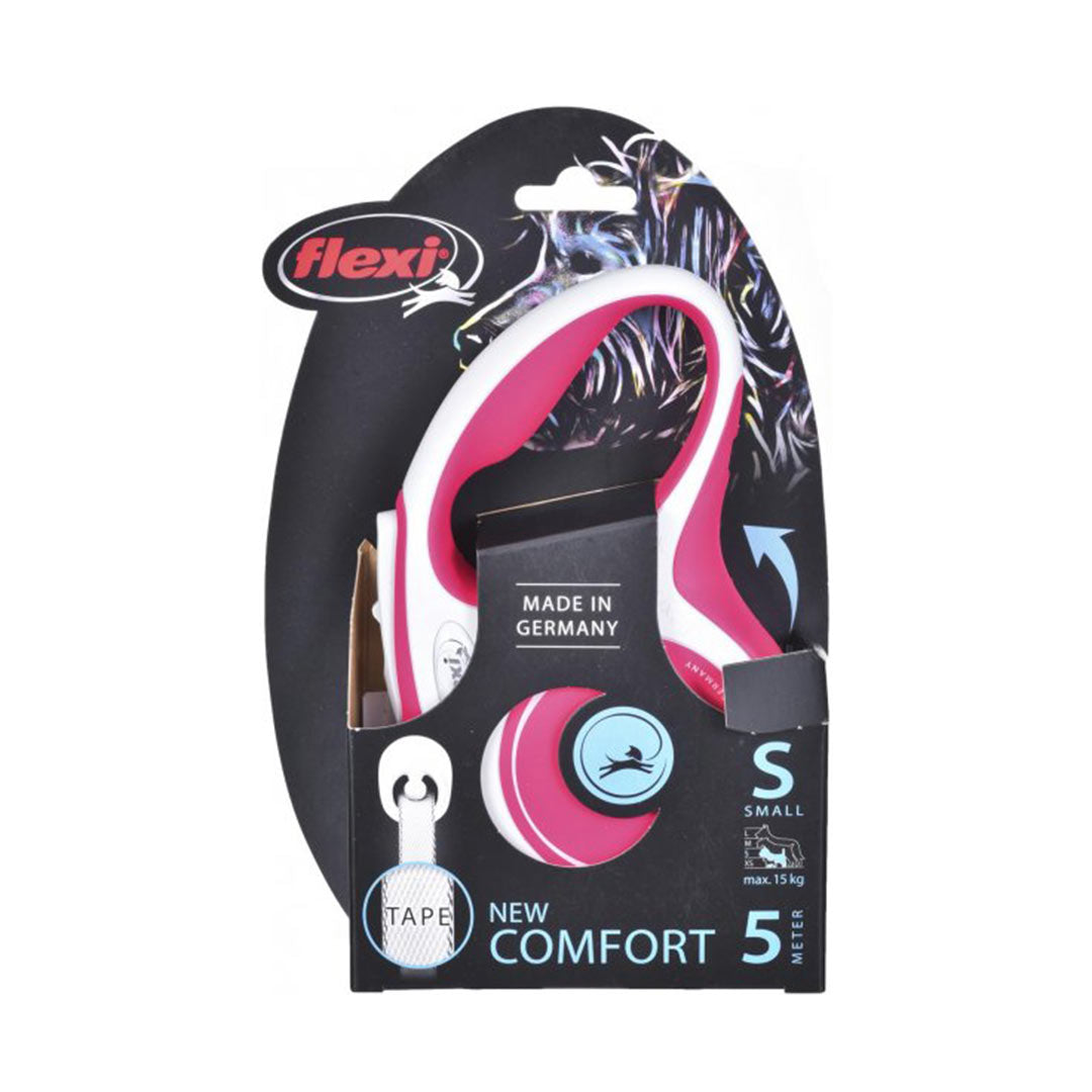 Flexi New Comfort اتوماتیک نوار صورتی سگ یقه S 5mt