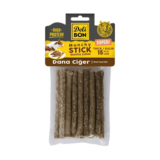 Delibon Super Munchy Thick Stick with Beef Liver Dog Chewing Treat 15 Pieces