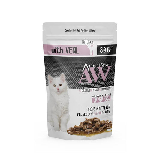 Animal World Jöle İçinde Parça Dana Etli Yavru Kedi Yaş Mamasi 80gr