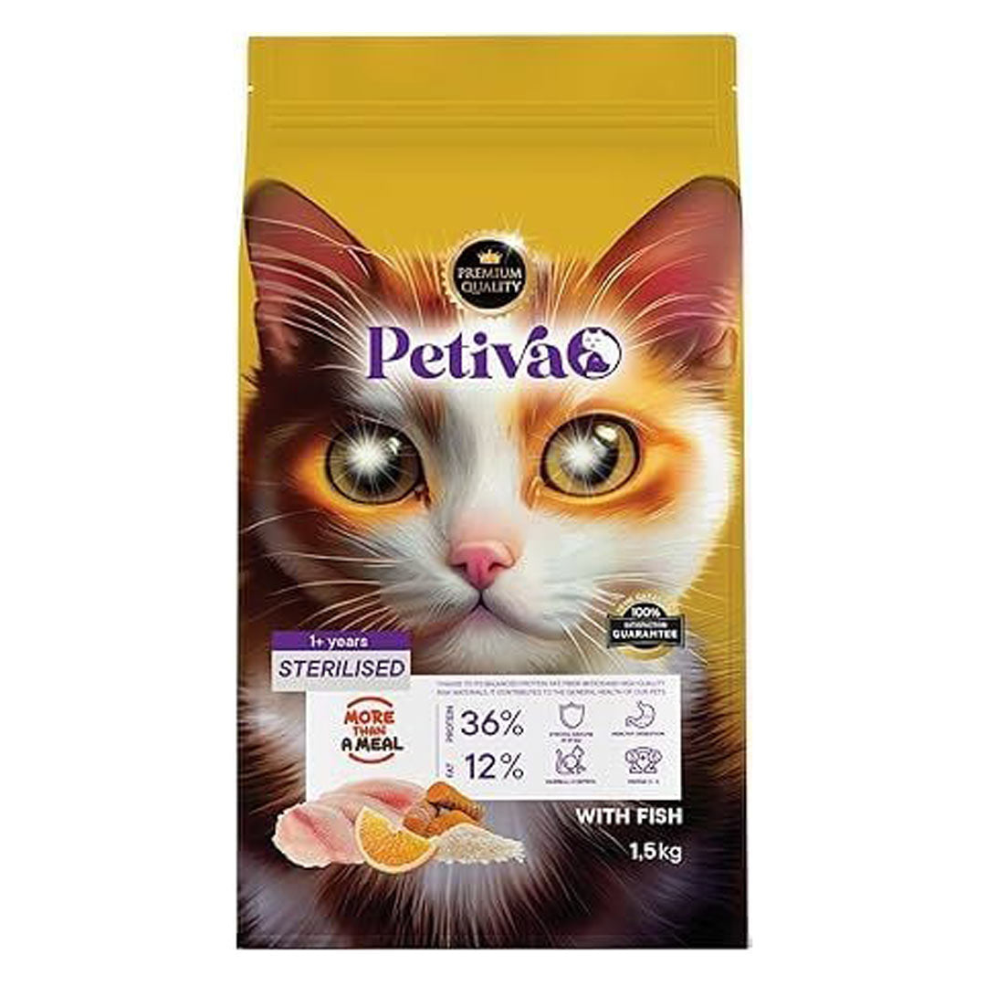 Petiva Kısırlaştırılmış Balık Etli Yetişkin Kedi Maması 1,5 Kg