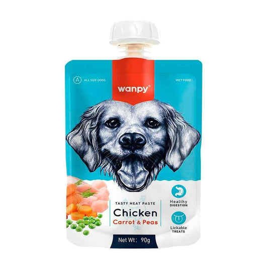 Wanpy Chicken and Carrot Tasty Meat Paste Dog Pouch 90 gr