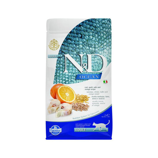 N&D Ocean Low Grain Cod Fish and Orange Adult Cat Food 1.5 Kg