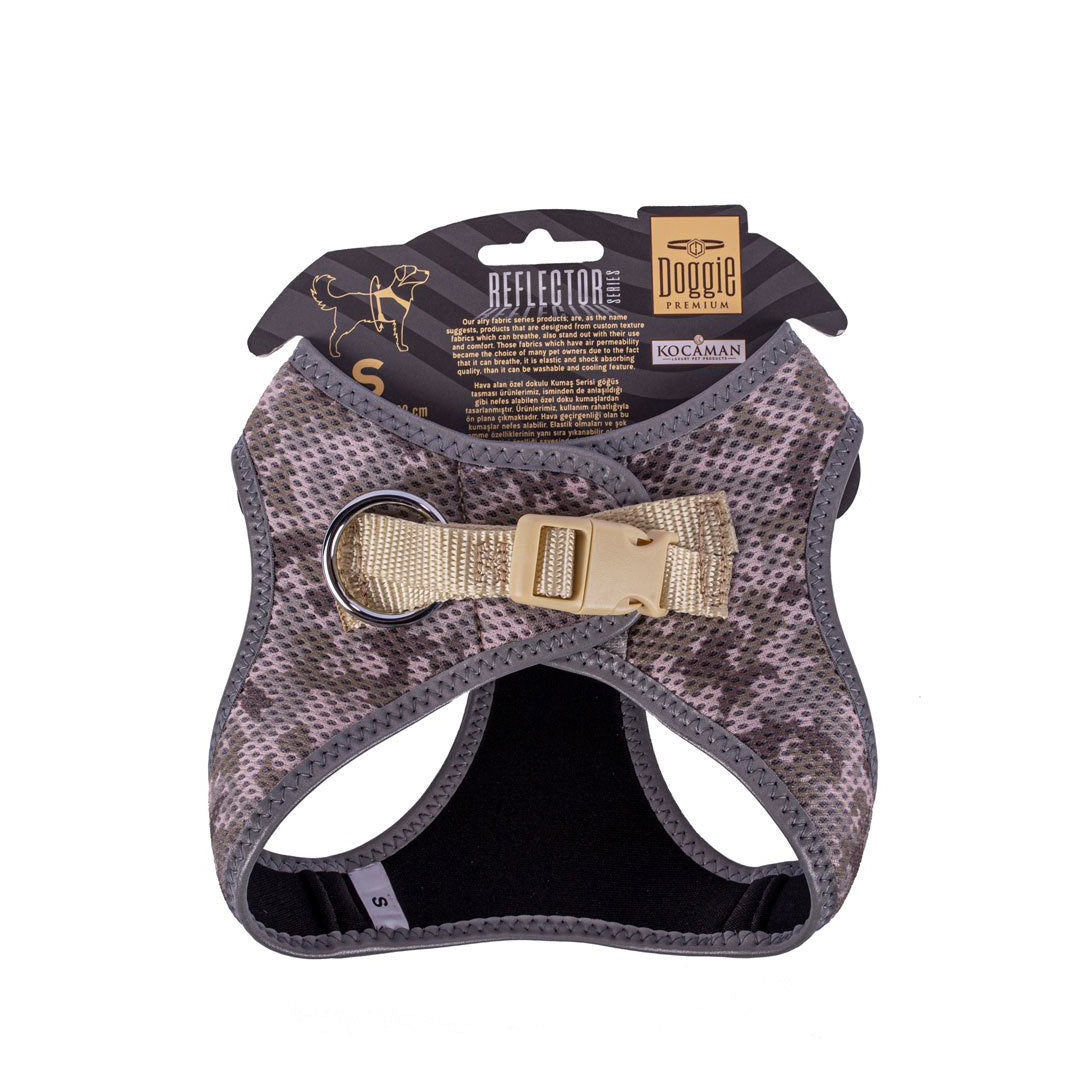 Doggie Havalı Dokuma Reflektör Kamuflaj Küçük Irk Köpek Göğüs Tasması Small 32-38 Cm