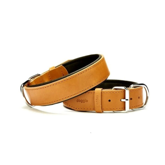 Doggie Comfort Leather Camel Dog Collar Small 4x47-55 Cm