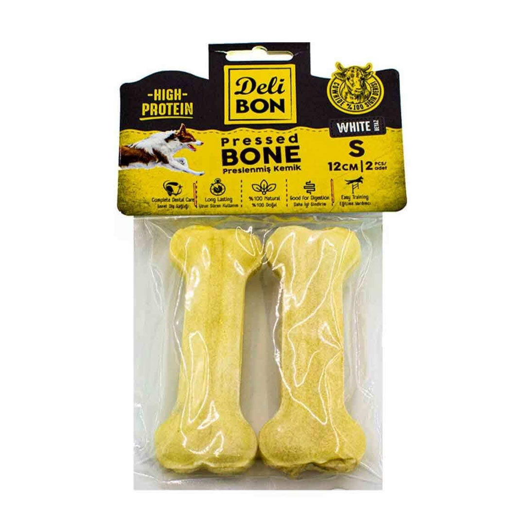 Delibon White Leather Pressed Bone Dog Treat 2-Pack 12cm