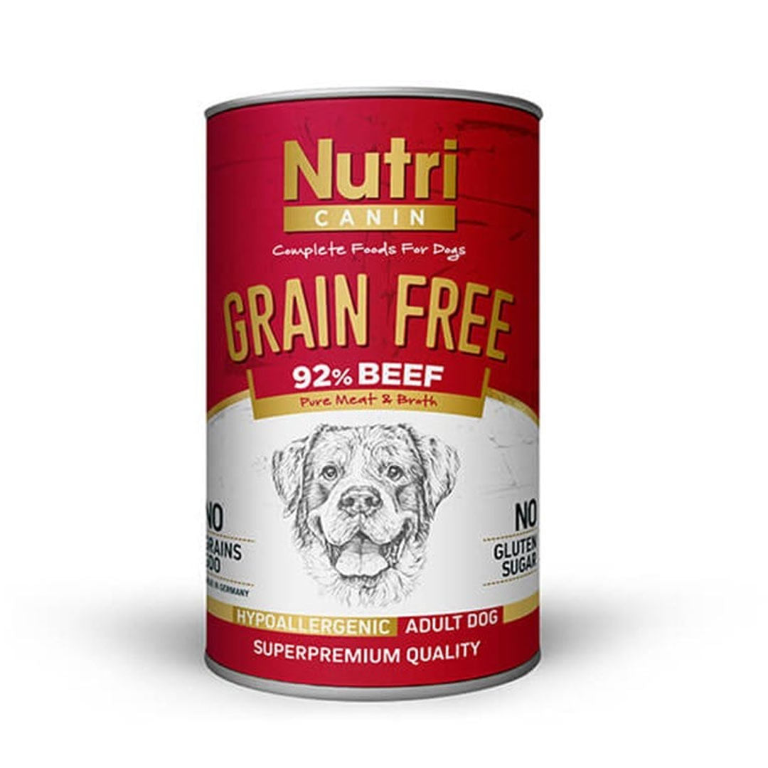 کنسرو سگ Nutri Canin بدون دانه با استیک و سیب زمینی 400 گرم