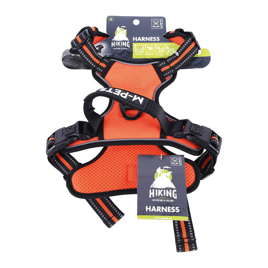 M-Pets Hiking Reflective Soft Orange Dog Chest Harness M