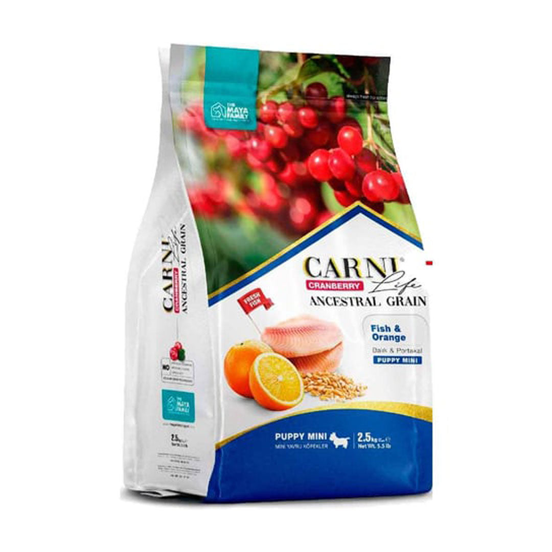 Carni Life Kızılcık, Balıkli ve Portakallı Yavru Mini Köpek Maması 2.5 Kg