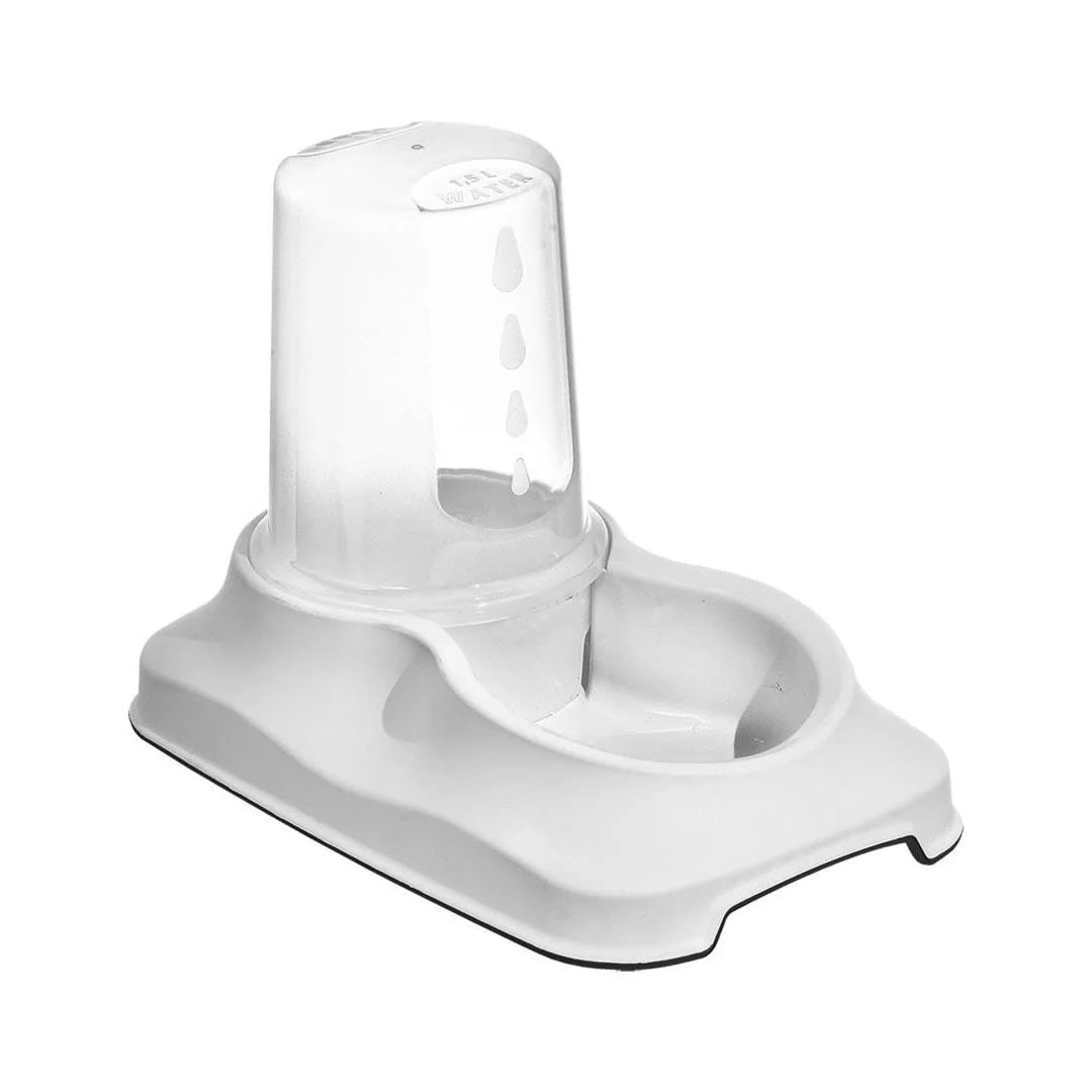 Plast Art Kedi ve Köpekler için Hazneli Mama ve Su Kabı Beyaz 3.5 Lt