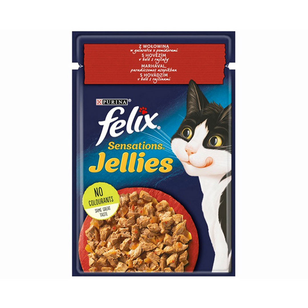 Felix Sensation Jöle İçinde Sığır Etli ve Domatesli Yetişkin Kedi Yaş Maması 85gr