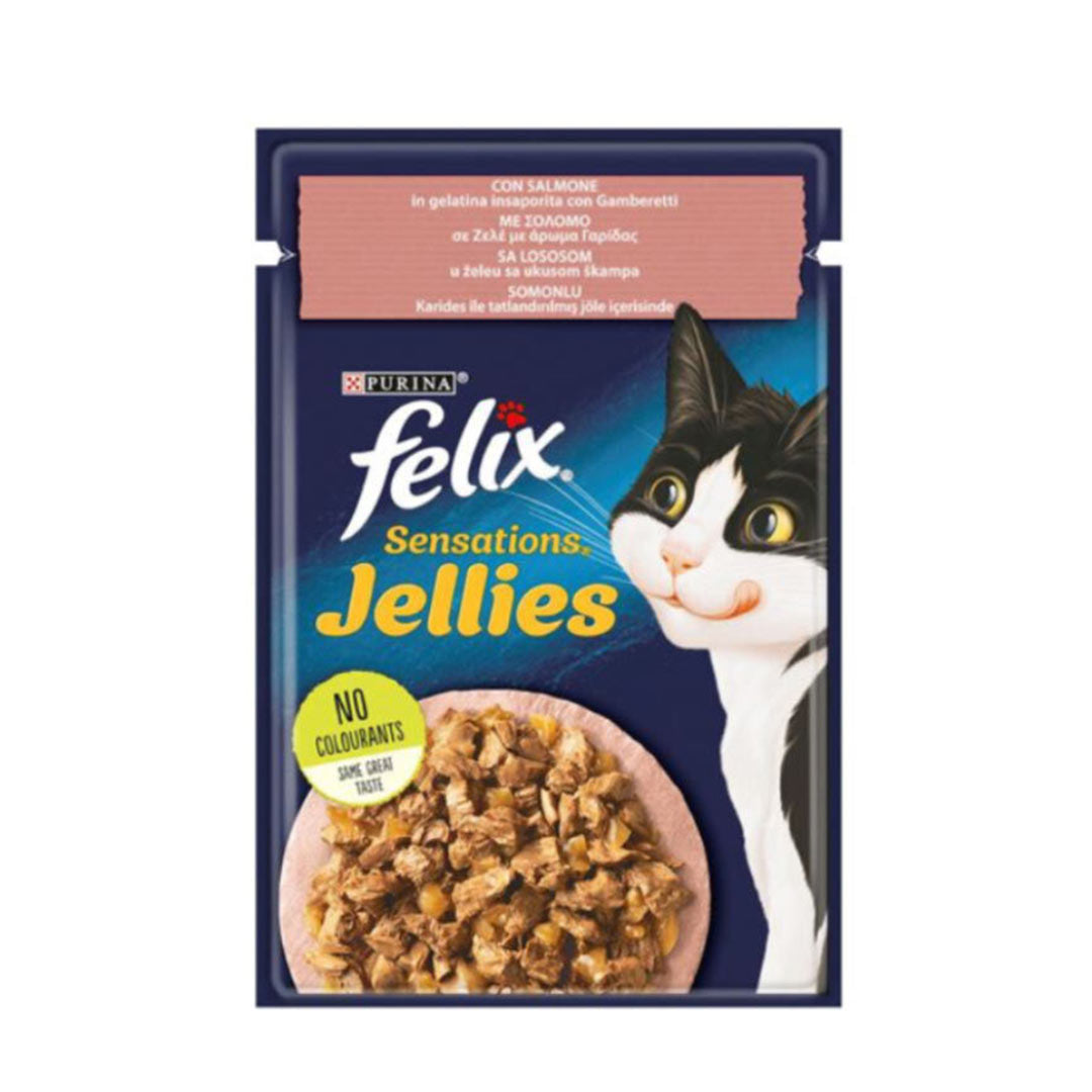 Felix Jöle İçinde Somonlu ve Karidesli Yetişkin Kedi Yaş Mamasi 85gr