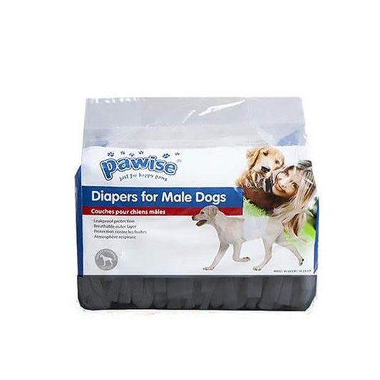 Pawise Black Diapers for Male Dog Large 12 Pieces