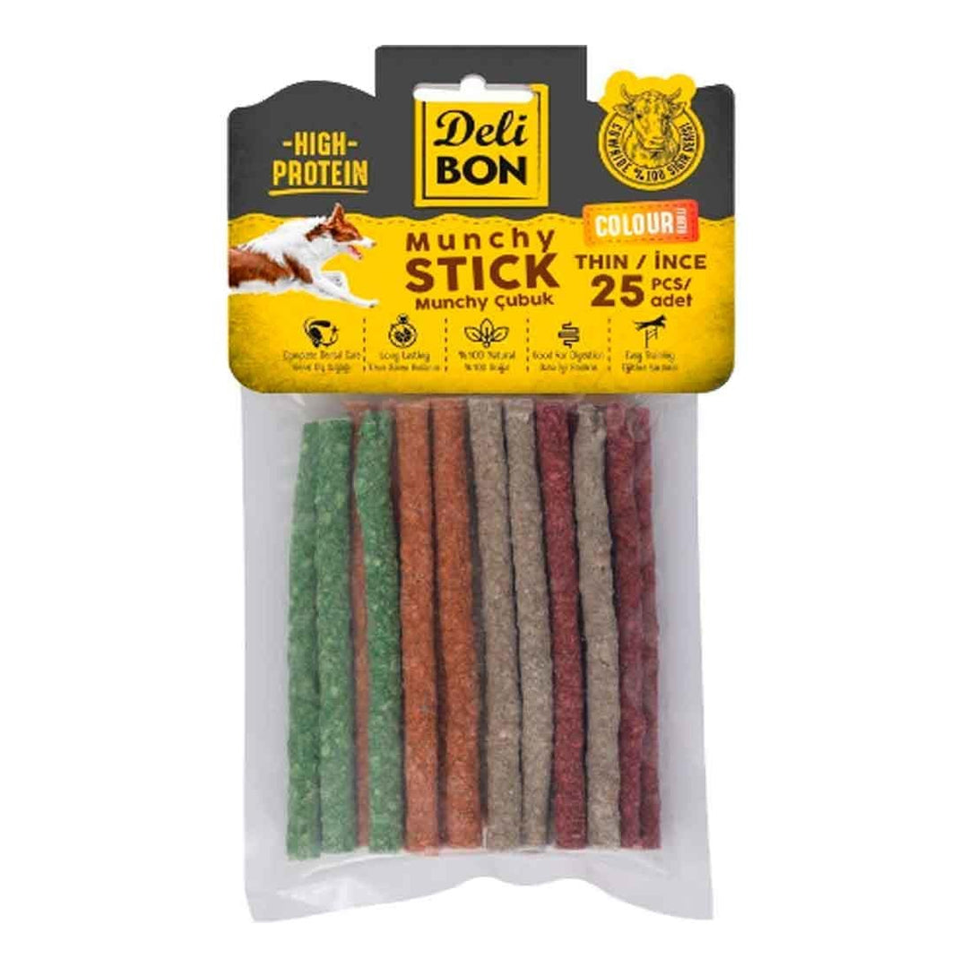 Delibon Munchy Mixed Color Thin Stick Dog Treats 25 pcs