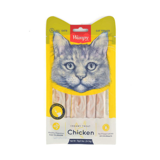 Wanpy Chicken Digestive Support Cream Cat Treat 14gr (Pack of 5)