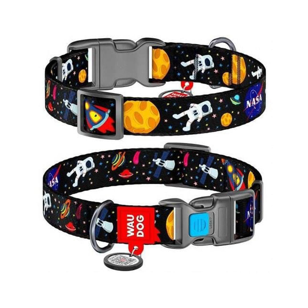 Waudog QR Code Dog Collar with NASA Pattern 2x24-40cm