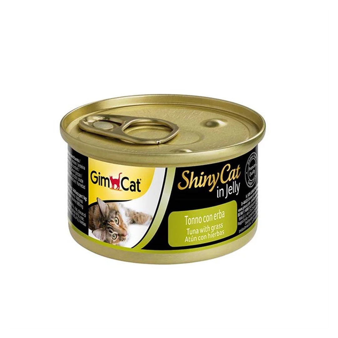 Gimcat Shinycat Jöle İçinde Ton Balıklı ve Çimenli Yetişkin Kedi Konservesi 70gr