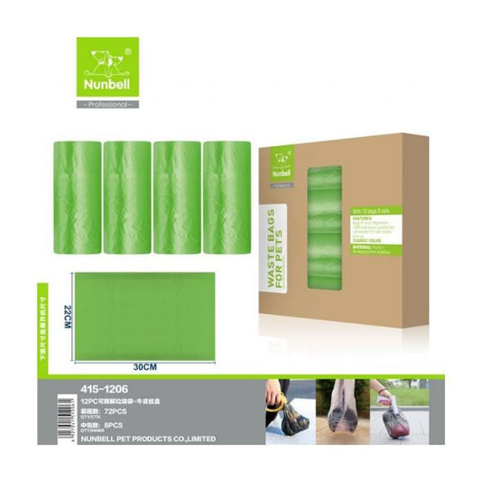 Nunbell Yedekli Köpek Dışkı Toplama Torbası 12'li