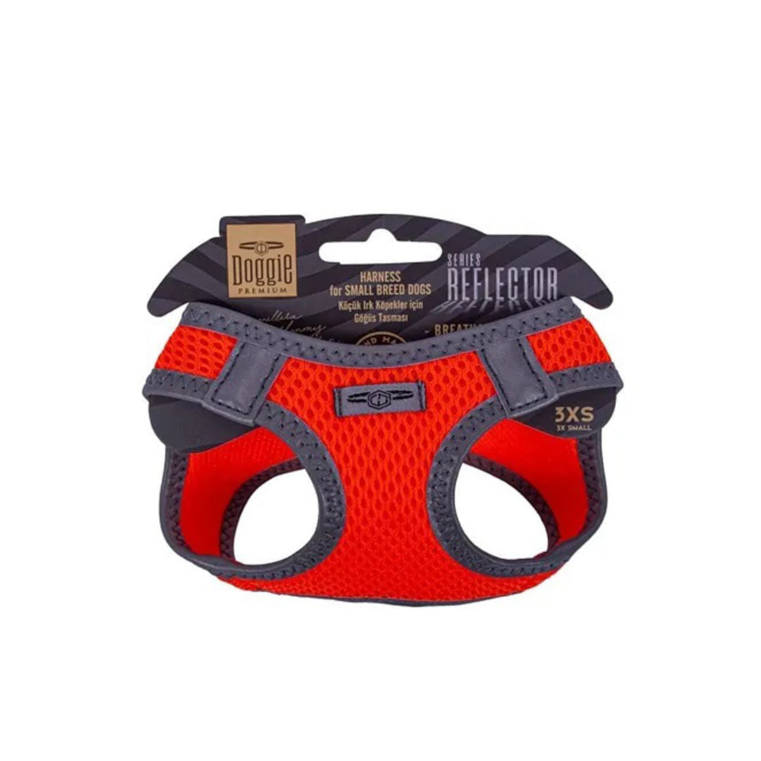 Doggie Air Woven Reflector Series Orange Small Breed Chest Harness 3xs-22-26cm