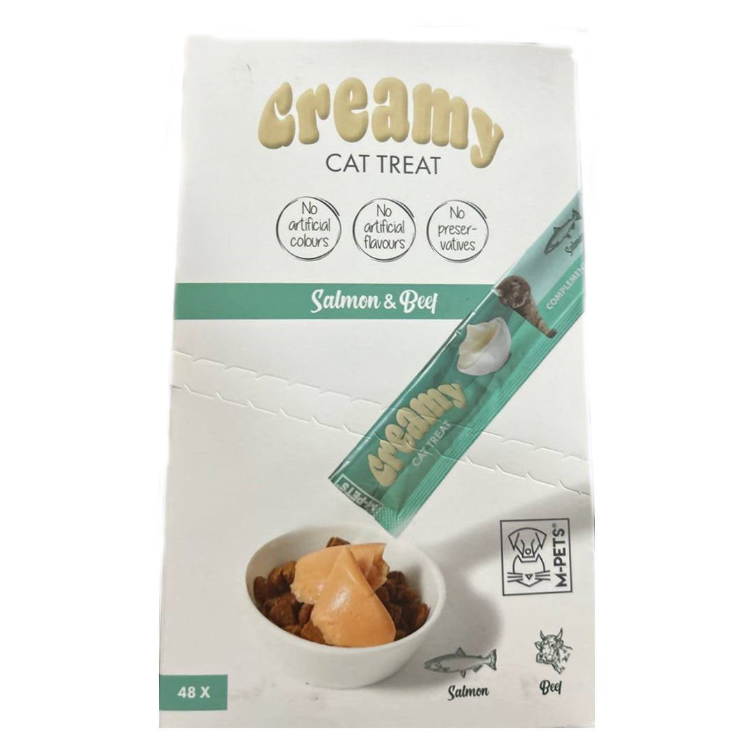 M-Pets Kremalı Somonlu & Dana Etli Sivi Kedi Ödülü 12x60gr