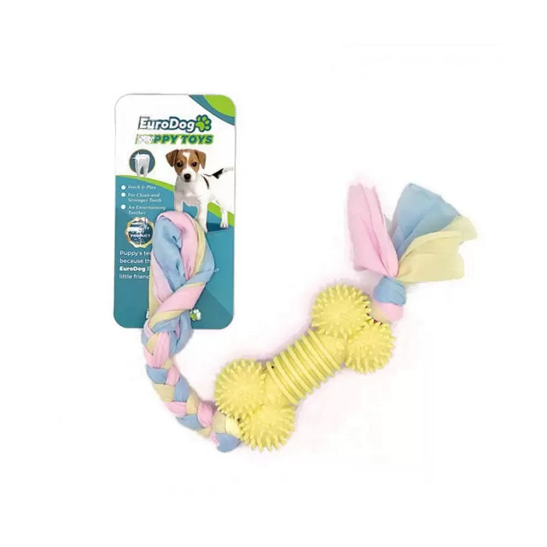 يورودوج بابي تويز لعبة جرو من المطاط الأصفر للكلاب مع خيط تنظيف الأسنان 43 سم