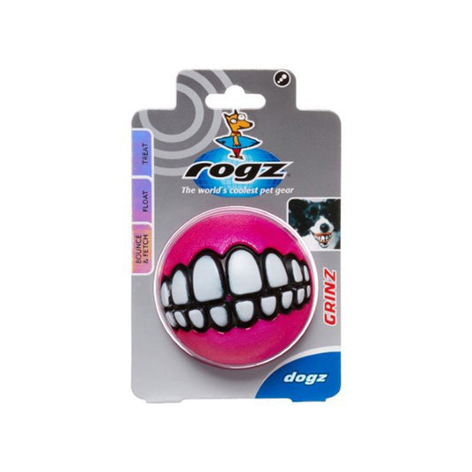 كرة اللعبة الوردية للكلاب Rogz Toyz Grinz مع حجرة مكافآت L 7.8 سم