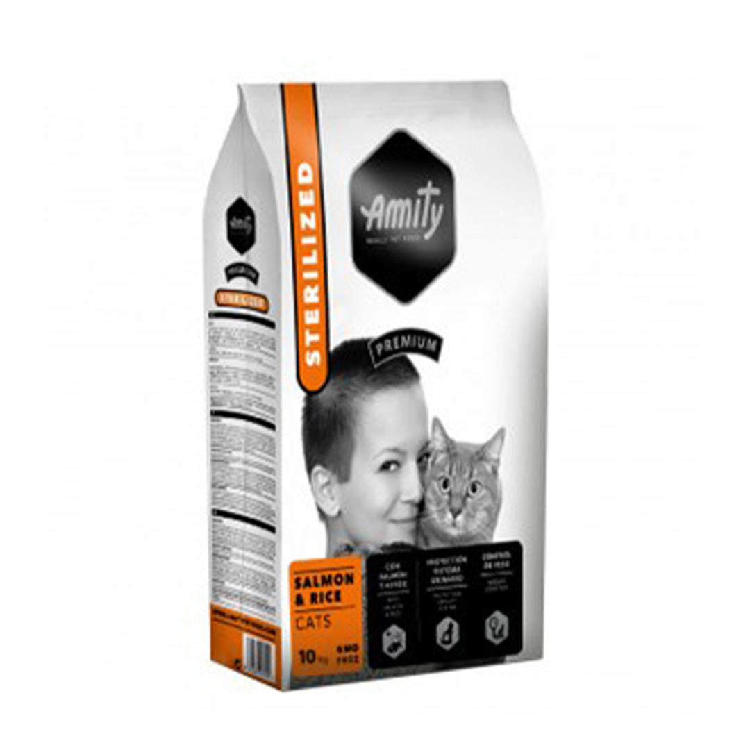 Amity Premium Kısırlaştırılmış Somonlu ve Pirinçli Kuru Kedi Maması 10 Kg