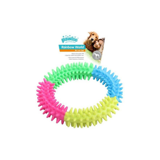 Pawise Rainbow World Dikenli Daire Kauçuk Dişli Köpek Oyuncağı M