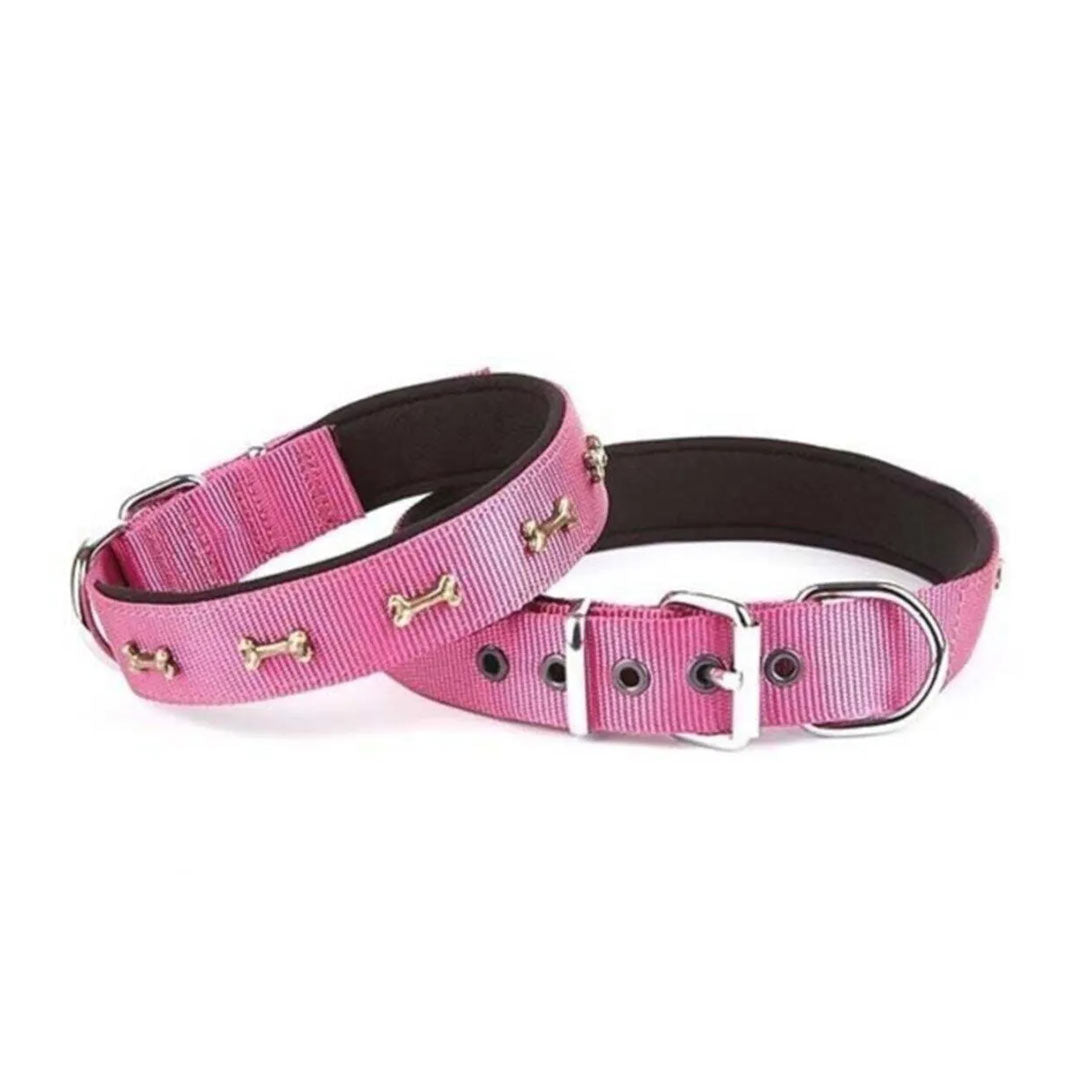 Doggie Konforlu Dokumadan El Yapımı Kemik Süslü Mor Köpek Boyun Tasması 2x35-40cm