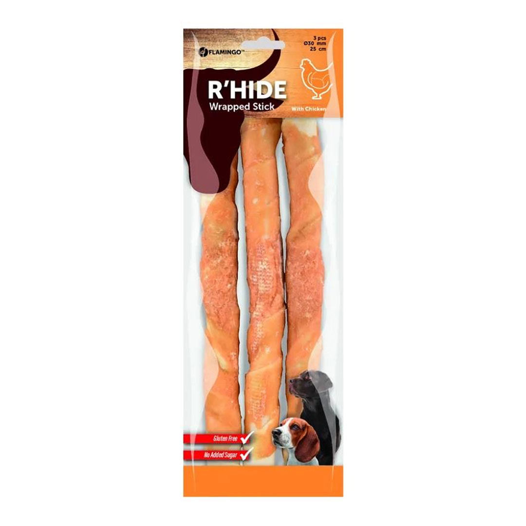 Flamingo Rhide Chicken Wrapped Stick Dog Treat 25 Cm 3 Pieces 240 Gr