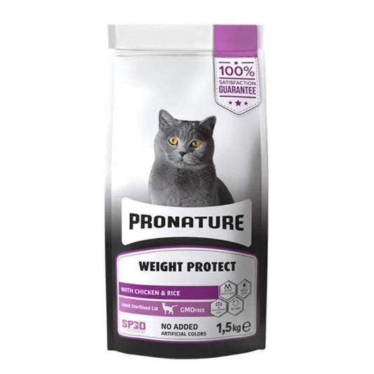 Pronature Kilo Kontrolü için Tavuklu ve Pirinçli Kısırlaştırılmış Yetişkin Kedi Maması 1,5kg