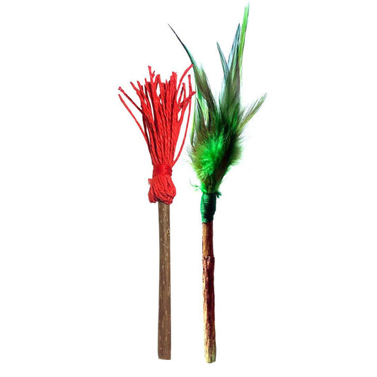 Matatabi Cat Toy Feathered Tassel Stick and Broom