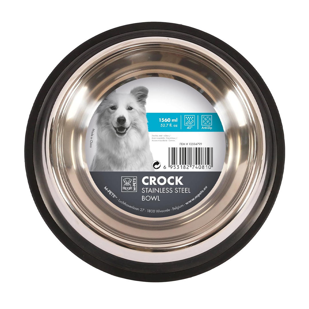 M-Pets Crock Steel Food and Water Bowl XL 1560ml