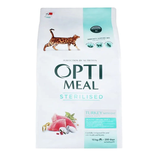 Optimeal Sterilised Turkey and Oats  Adult Cat Food10Kg