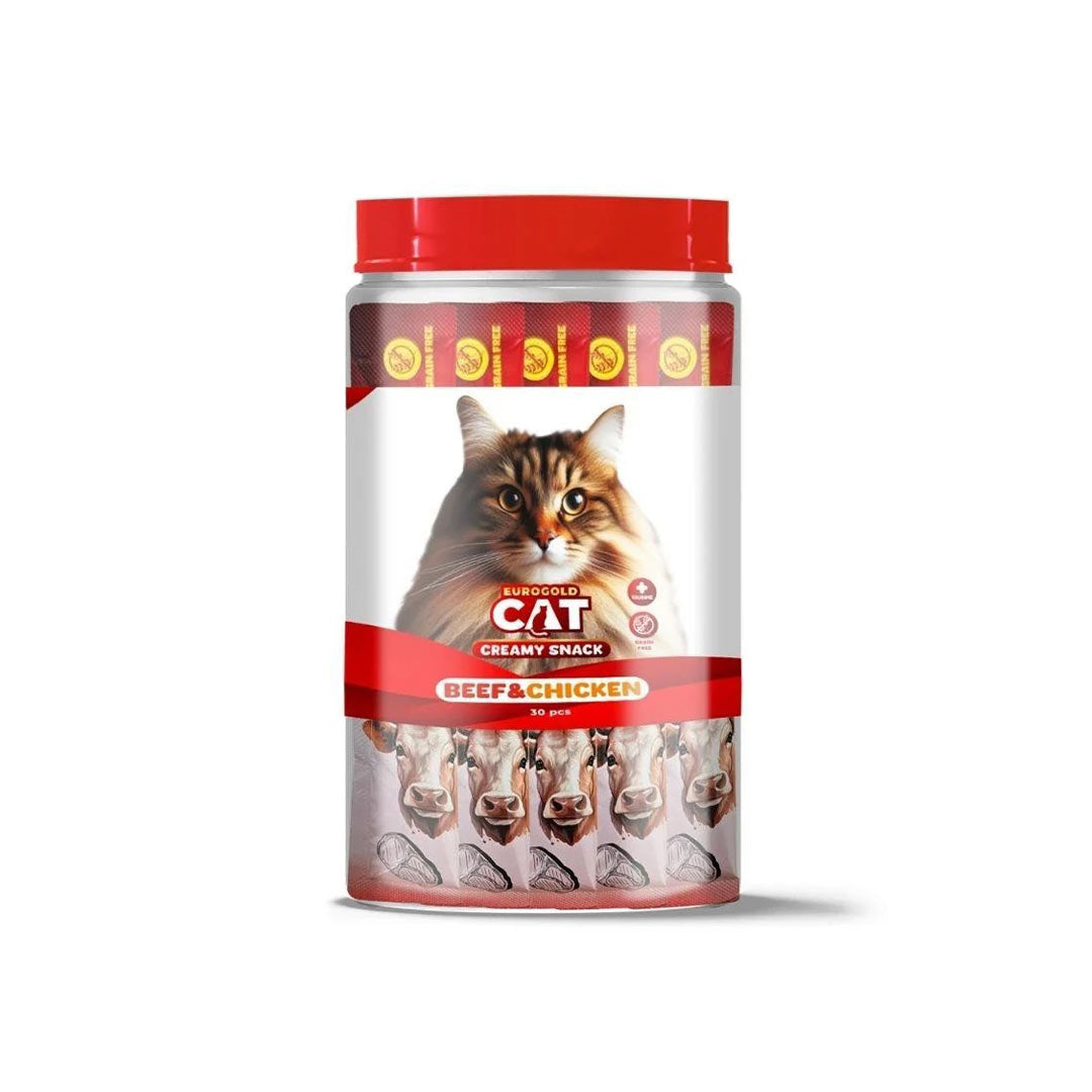 EuroGold Kremali Danali ve Tavuk Etli Sıvı Kedi Ödülü 30x15gr
