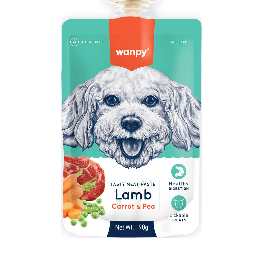 Wanpy Fresh Lamb and Carrot Meat Paste Dog Treat 90gr