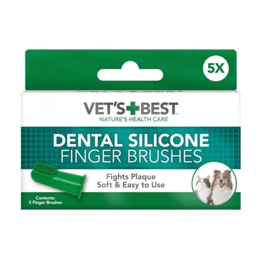 Vet's Best Kedi ve Köpekler için Silikon Başlıklı Yeşil Parmak Diş Fırçası 5,5cm (5'li)