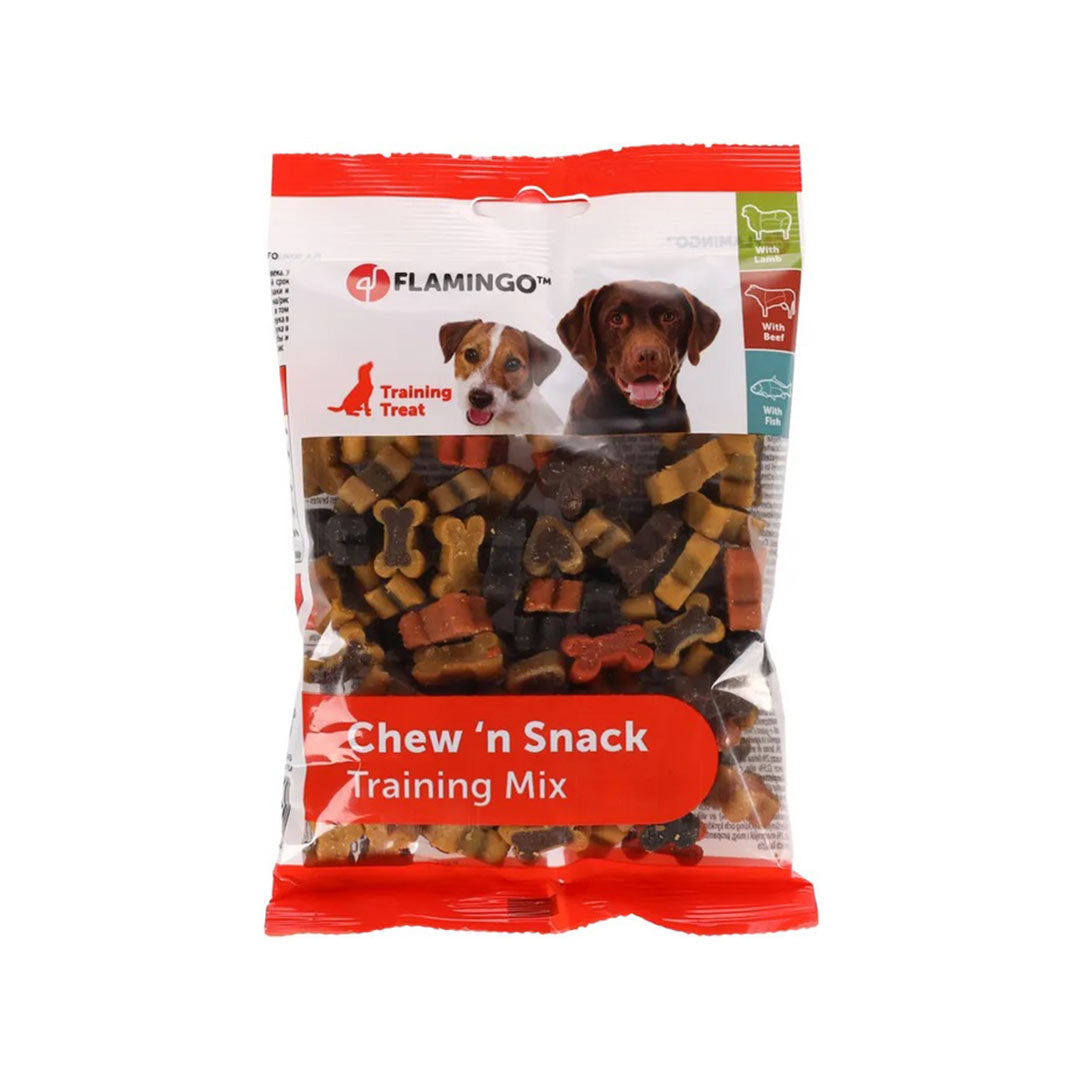 Flamingo Chew'n Snack Training Mix Bone-Shaped Dog Biscuit 150gr