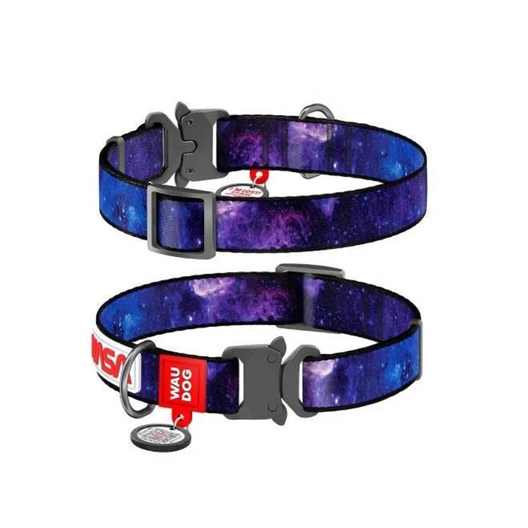 Waudog Collar QR Passport with NASA21 Patterned Dog Collar XS 1.5x23-35 cm