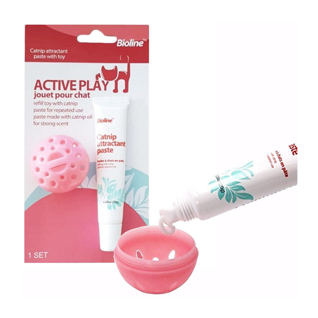 Bioline Catnip Cream Pink Plastic Ball Cat Toy