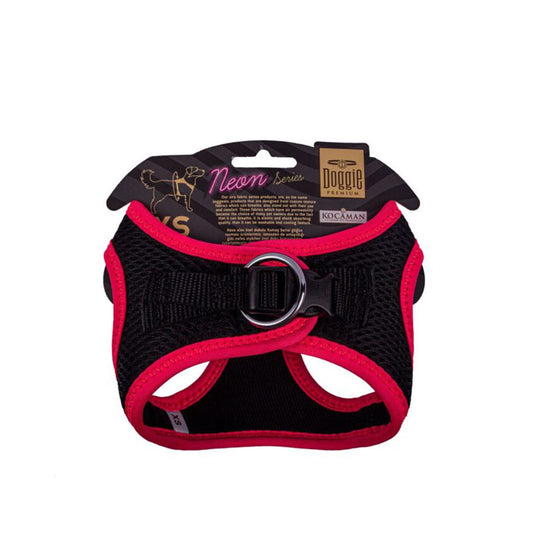 Doggie Havalı Dokumadan Neon Serisi El Yapımı Pembe Küçük Irk Köpek Göğüs Tasması Xs 30-34 Cm